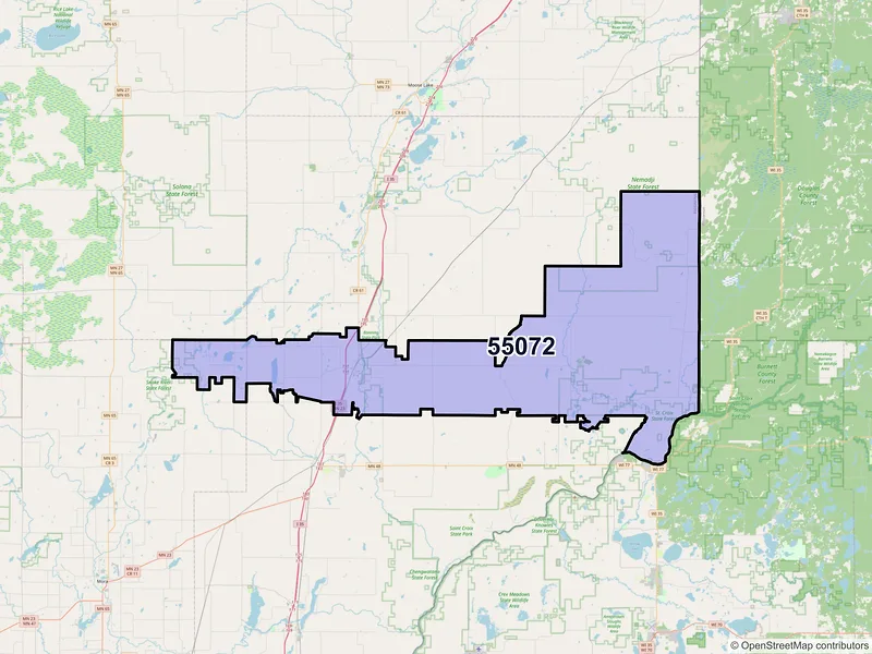 Map of Sandstone, Minnesota and ZIP codes