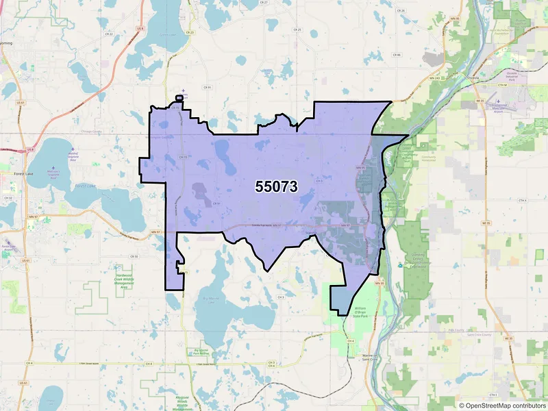 Map of ZIP Code 55073 — Scandia, MN