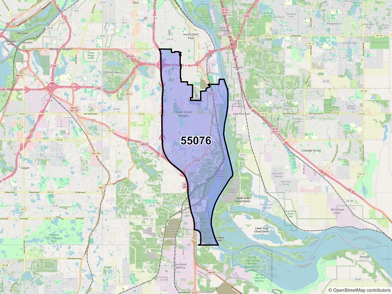 Map of ZIP Code 55076 — Inver Grove Heights, MN