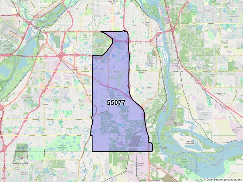 Map of ZIP Code 55077 — Inver Grove Heights, MN