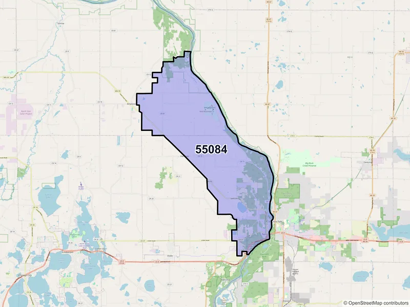 Map of Taylors Falls, Minnesota and ZIP codes