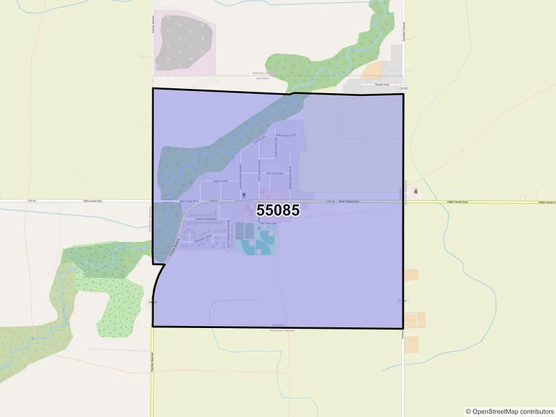 Map of Vermillion, Minnesota and ZIP codes