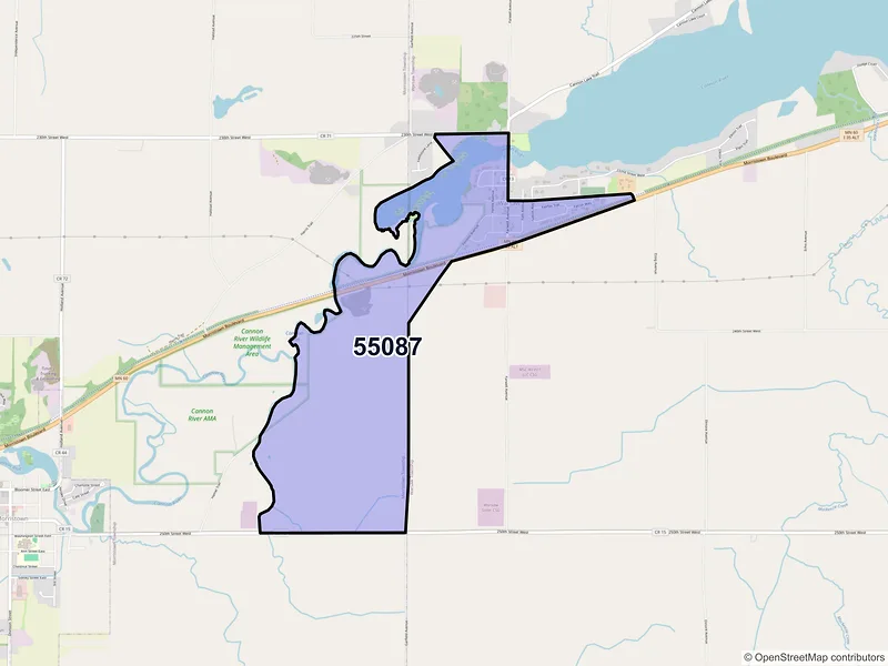 Map of ZIP Code 55087 — Warsaw, MN