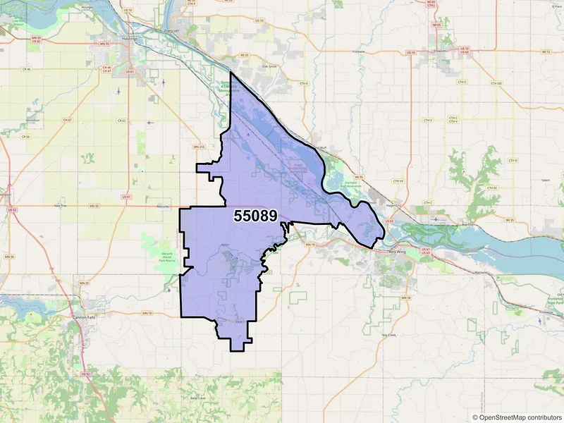 Map of ZIP Code 55089 — Welch, MN