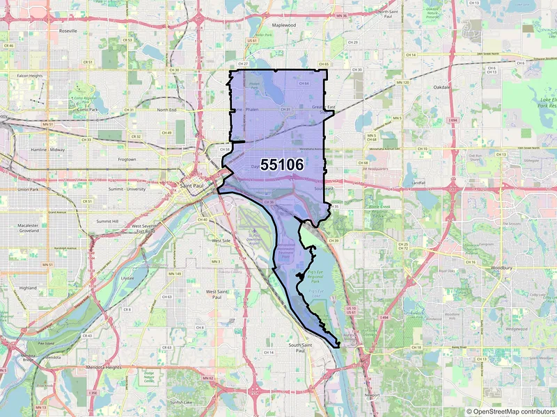 Map of ZIP Code 55106 — Saint Paul, MN