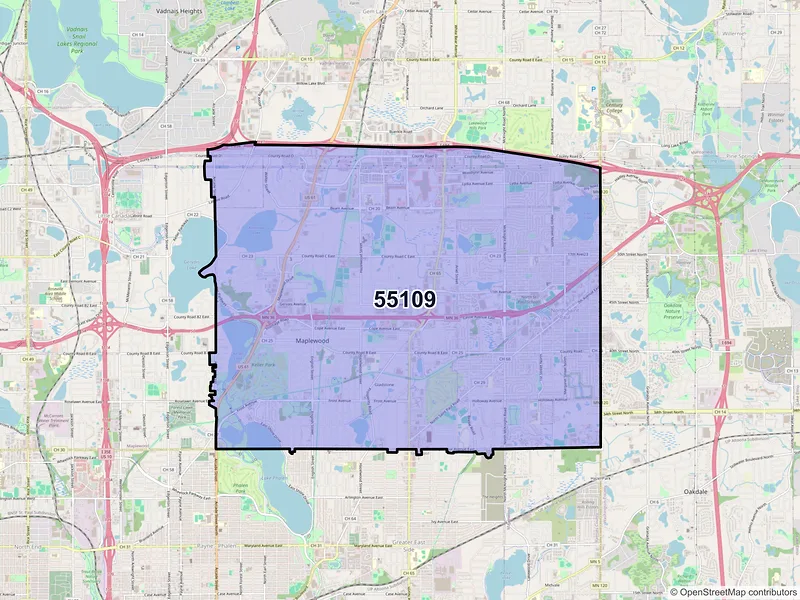 Map of ZIP Code 55109 — Saint Paul, MN