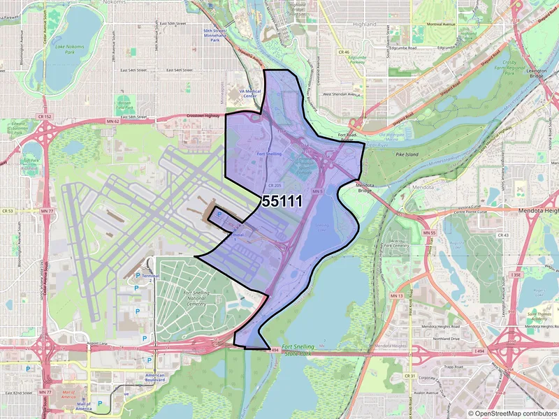 Map of ZIP Code 55111 — Saint Paul, MN