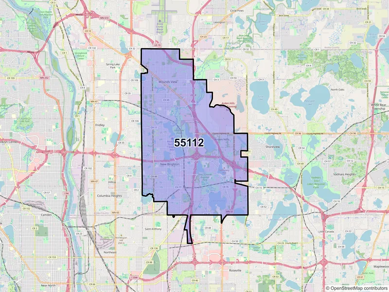 Map of ZIP Code 55112 — Saint Paul, MN