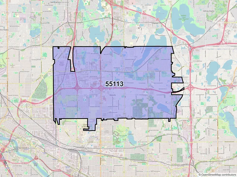 Map of ZIP Code 55113 — Saint Paul, MN