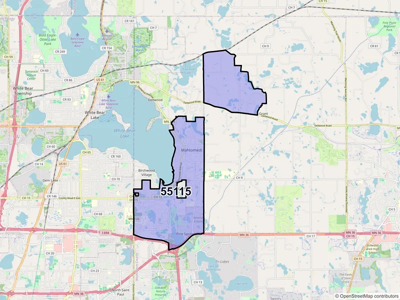 Map of ZIP Code 55115 — Saint Paul, MN
