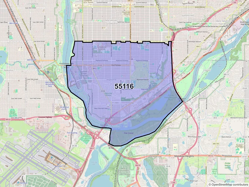 Map of ZIP Code 55116 — Saint Paul, MN