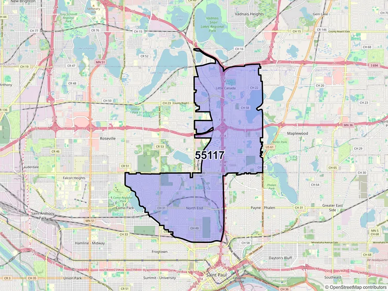 Map of ZIP Code 55117 — Saint Paul, MN