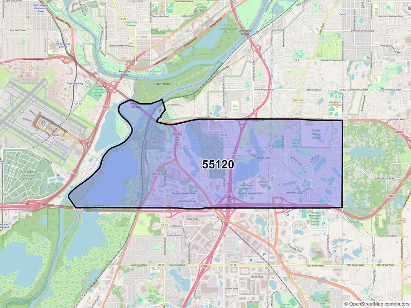 Map of ZIP Code 55120 — Saint Paul, MN