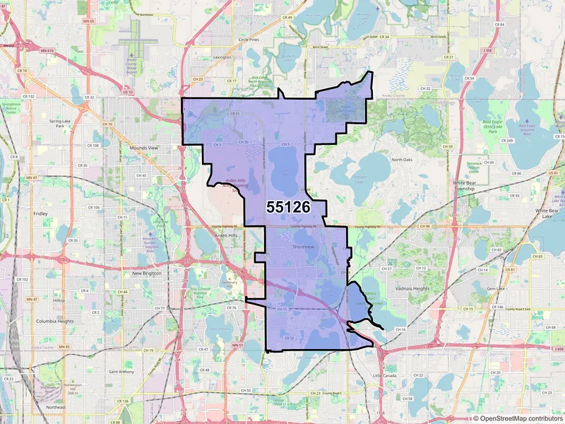 Map of ZIP Code 55126 — Saint Paul, MN