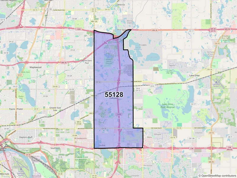 Map of ZIP Code 55128 — Saint Paul, MN