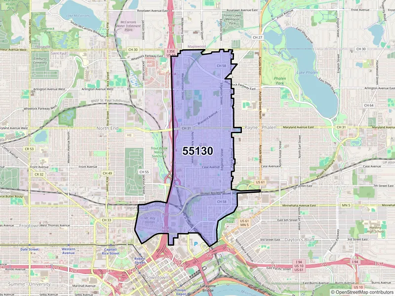 Map of ZIP Code 55130 — Saint Paul, MN