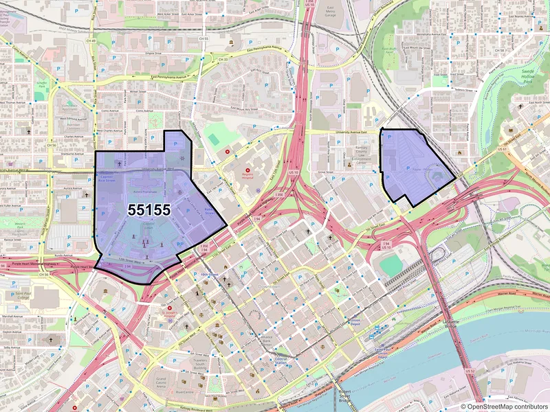 Map of ZIP Code 55155 — Saint Paul, MN