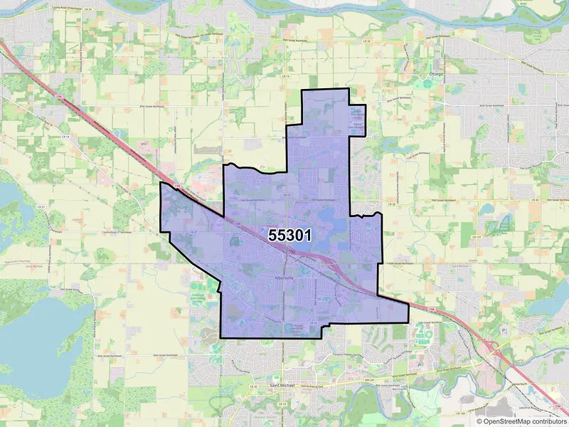 Map of ZIP Code 55301 — Albertville, MN