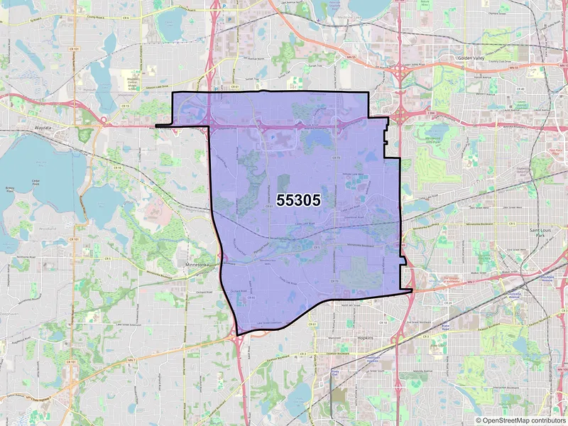 Map of ZIP Code 55305 — Hopkins, MN