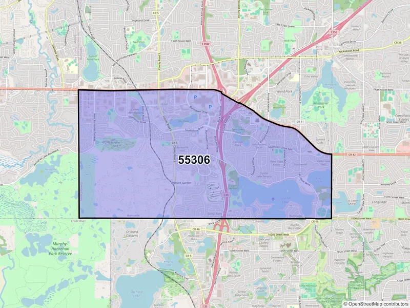 Map of ZIP Code 55306 — Burnsville, MN