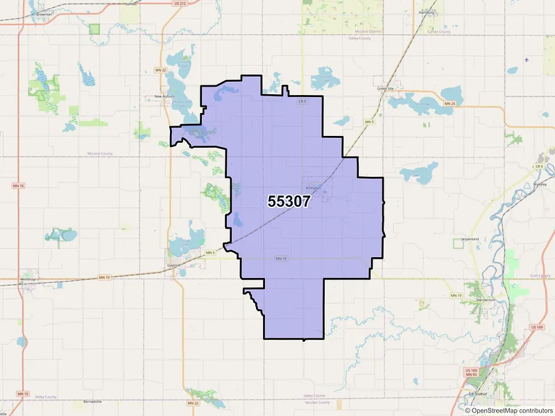 Map of ZIP Code 55307 — Arlington, MN