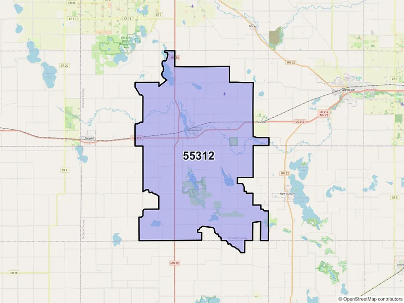 Map of ZIP Code 55312 — Brownton, MN