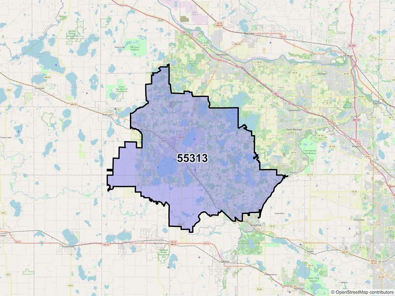 Map of ZIP Code 55313 — Buffalo, MN