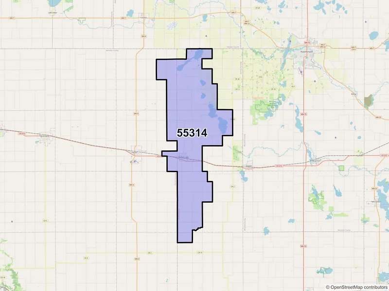 Map of ZIP Code 55314 — Buffalo Lake, MN
