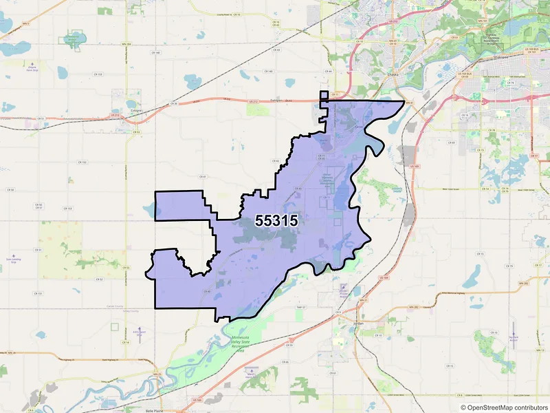 Map of ZIP Code 55315 — Carver, MN
