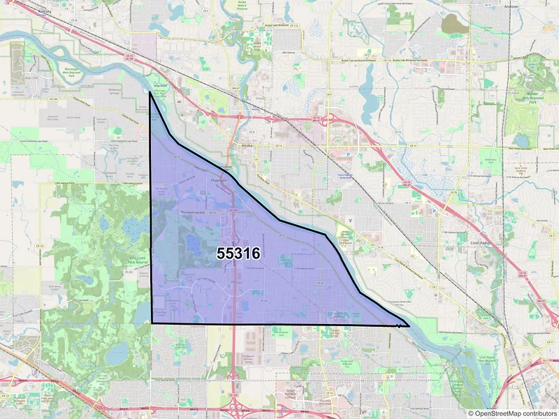 Map of ZIP Code 55316 — Champlin, MN
