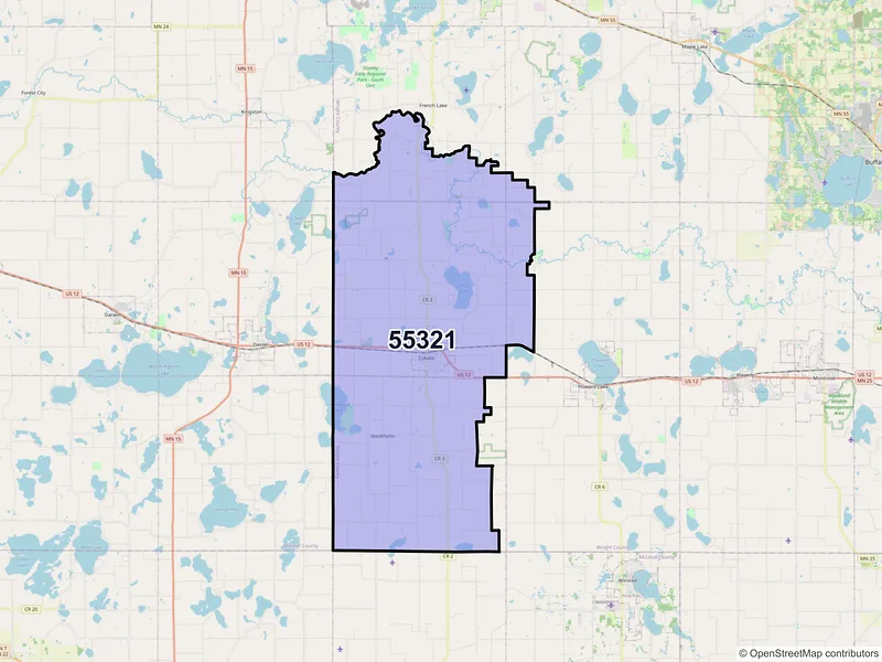 Map of ZIP Code 55321 — Cokato, MN