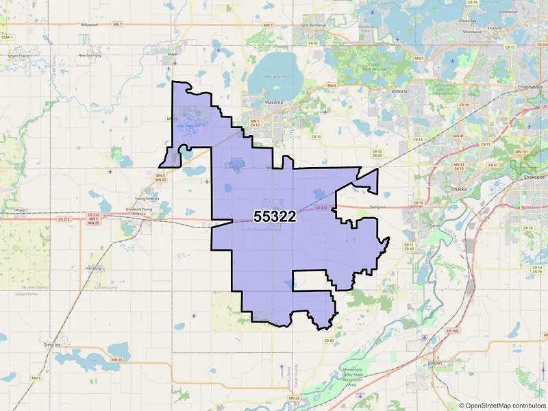 Map of ZIP Code 55322 — Cologne, MN