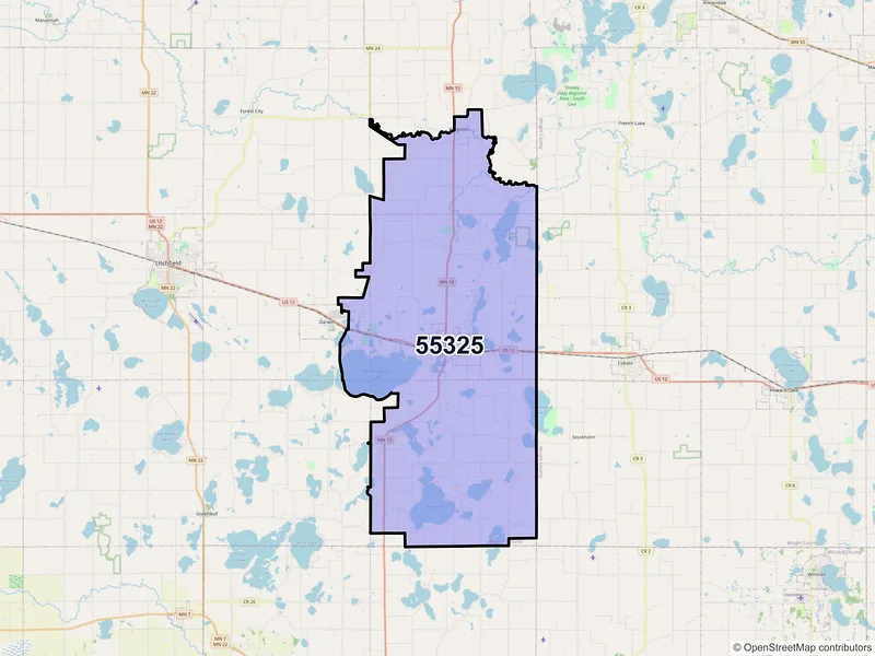 Map of ZIP Code 55325 — Dassel, MN