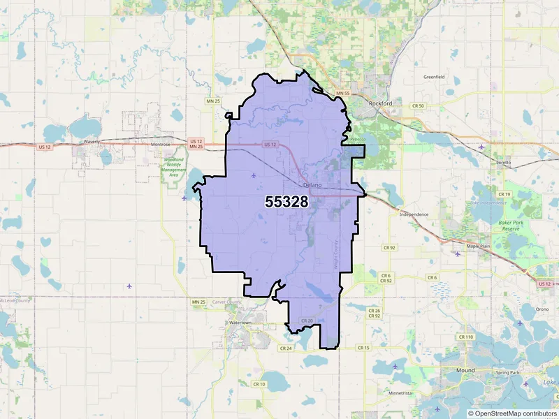 Map of ZIP Code 55328 — Delano, MN