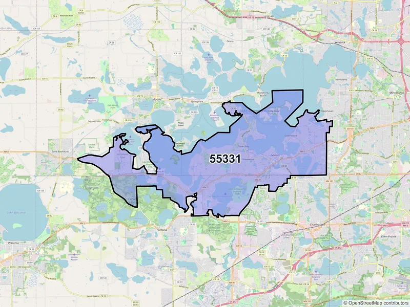 Map of ZIP Code 55331 — Excelsior, MN