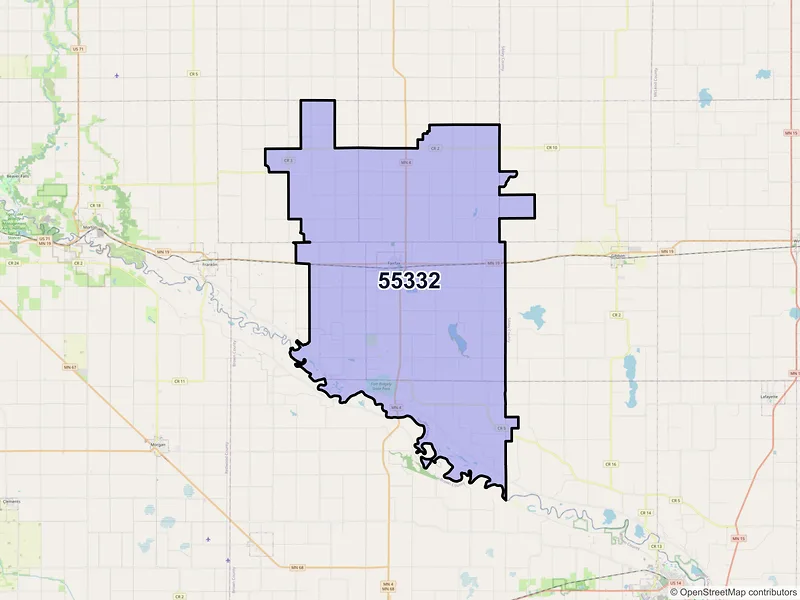 Map of ZIP Code 55332 — Fairfax, MN