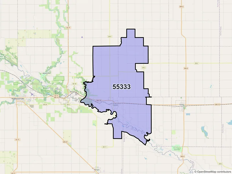 Map of ZIP Code 55333 — Franklin, MN