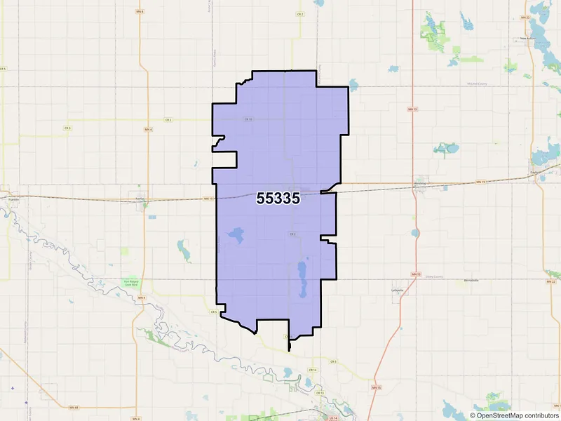 Map of ZIP Code 55335 — Gibbon, MN