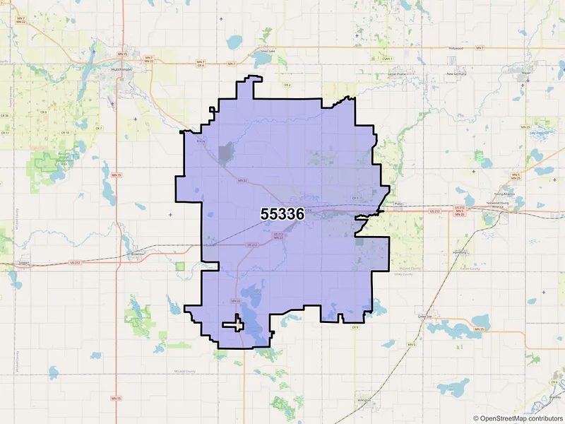 Map of ZIP Code 55336 — Glencoe, MN