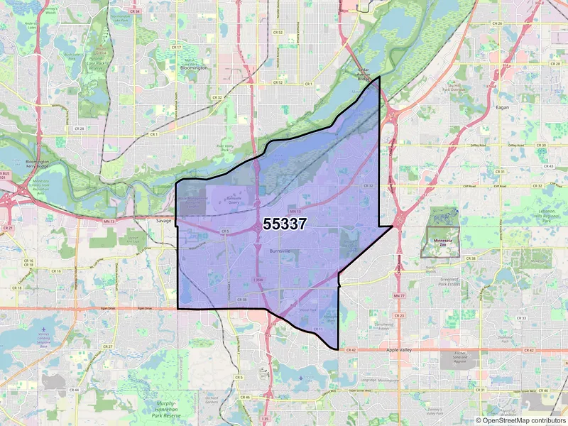 Map of ZIP Code 55337 — Burnsville, MN