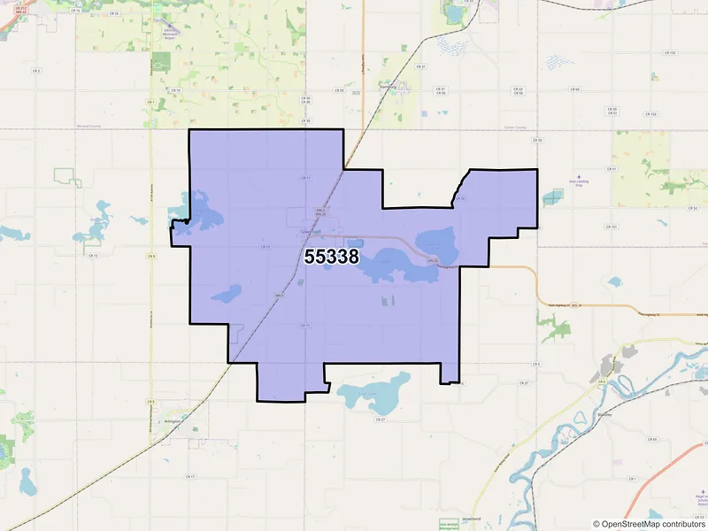 Map of ZIP Code 55338 — Green Isle, MN