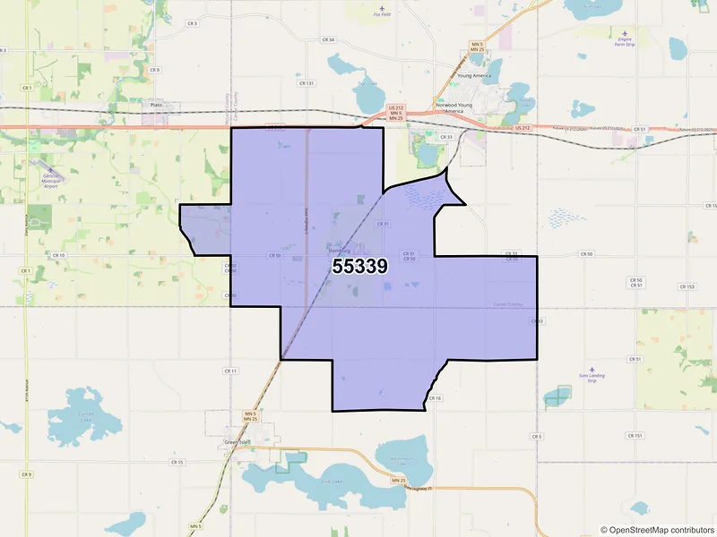 Map of ZIP Code 55339 — Hamburg, MN