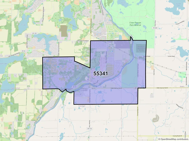 Map of ZIP Code 55341 — Hanover, MN