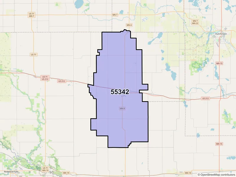 Map of Hector, Minnesota and ZIP codes