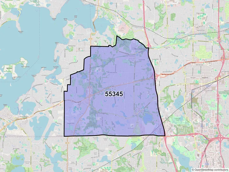 Map of ZIP Code 55345 — Minnetonka, MN