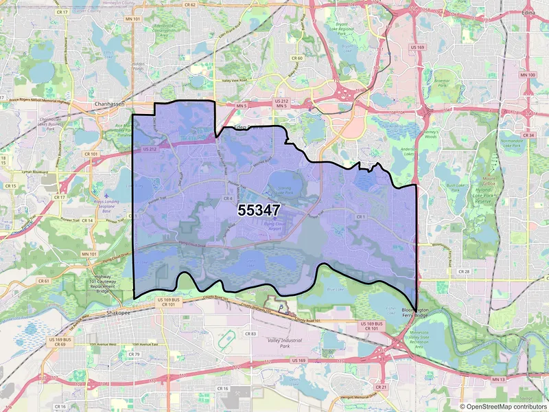 Map of ZIP Code 55347 — Eden Prairie, MN