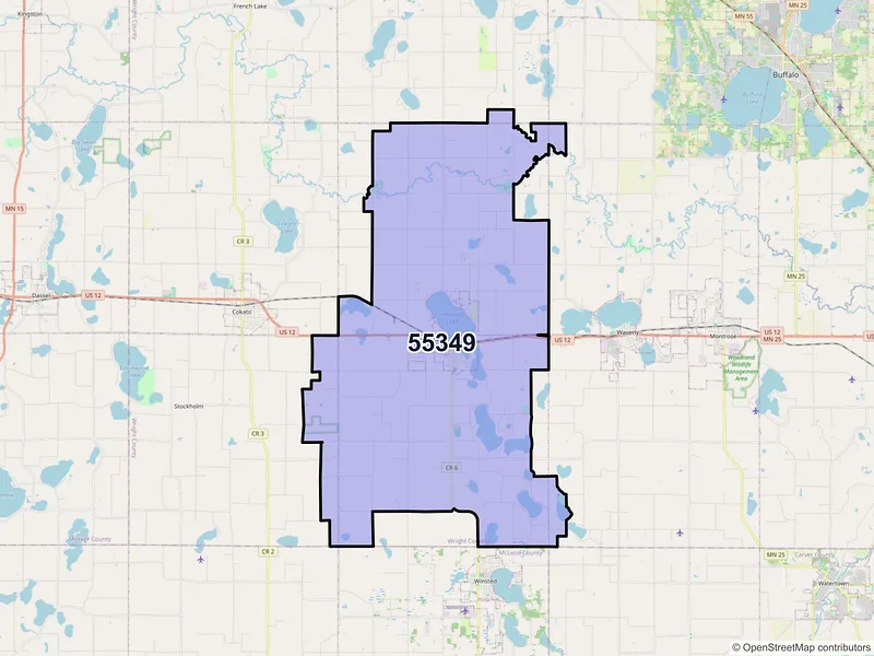 Map of ZIP Code 55349 — Howard Lake, MN