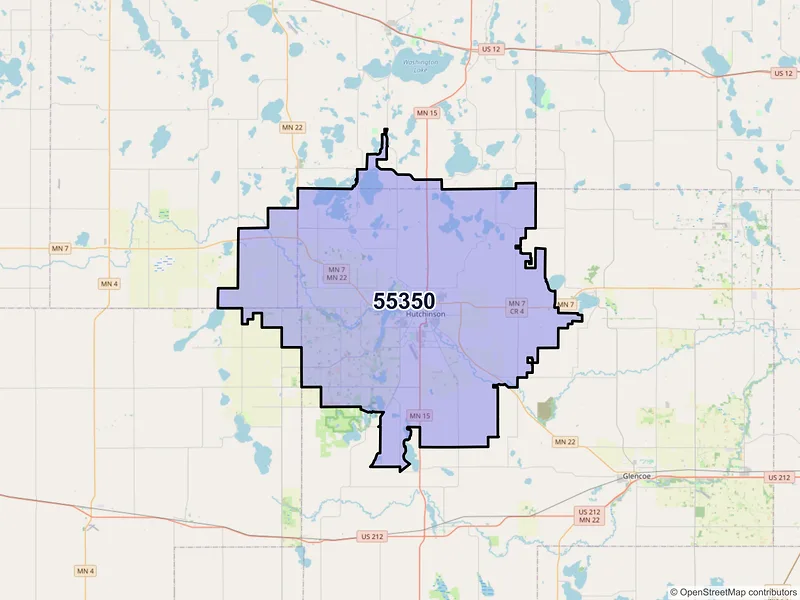 Map of ZIP Code 55350 — Hutchinson, MN