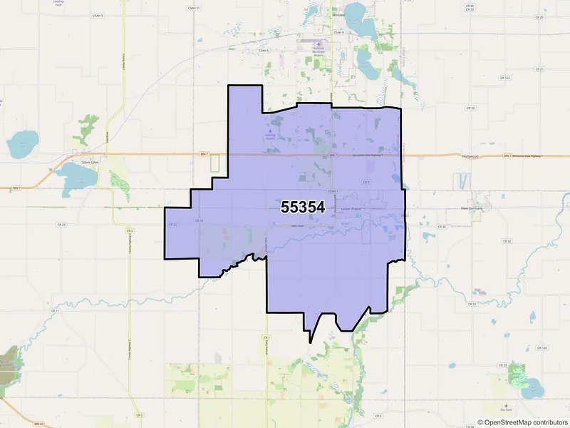 Map of ZIP Code 55354 — Lester Prairie, MN