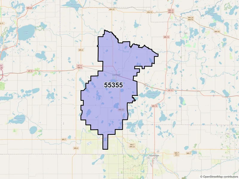 Map of ZIP Code 55355 — Litchfield, MN